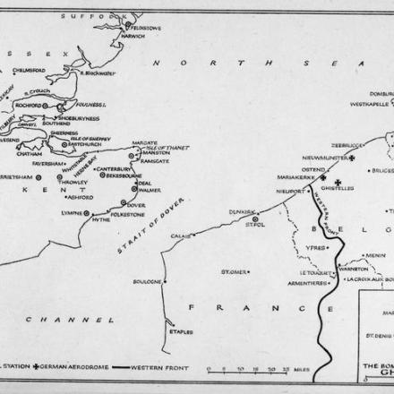 Mappa delle posizioni dei campi di aviazione tedeschi e britannici sul fronte occidentale.© IWM Q 73542