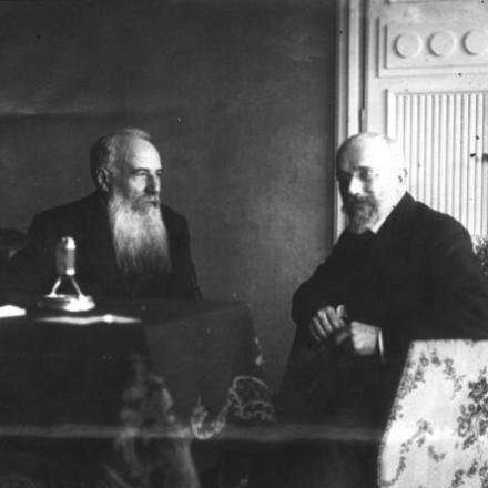 Primo Ministro serbo Nikola Pašić a colloquio con il Primo Ministro greco, Eleftherios Venizelos, 1913