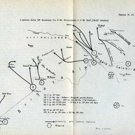 Schema dell'attacco italiano del 18 ottobre 1915. © Bologna, Museo civico del Risorgimento