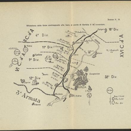 Situazione delle forze contrapposte alla testa di ponte di Gorizia il 18 novembre 1915
