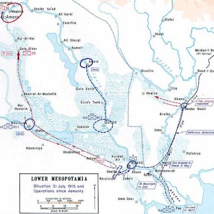 Cartina delle operazioni in Mesopotamia