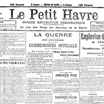 Il quotidiano Le Petit Havre riporta la notizia della esplosione di Graville Saint-Honorine. 