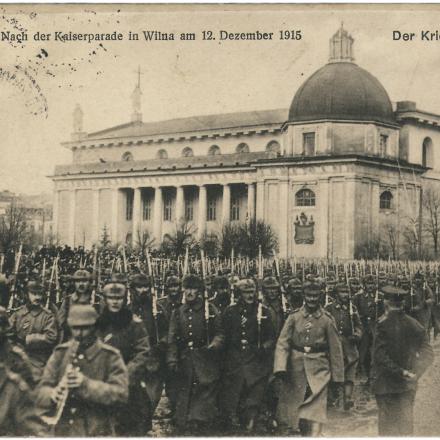 La guerra ad est:  dopo la parata imperiale a Vilnius il 12 dicembre 1915. Cartolina postale.