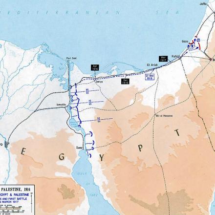 La prima battaglia di Gaza (mappa)