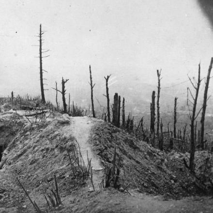 Veduta del campo di battaglia di Mont-Sapin vicino a Chavonne, 18 aprile 1917. © IWM (Q 80286)