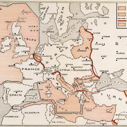 Mappa delle linee di battaglia su tutti i fronti il 1 agosto 1917