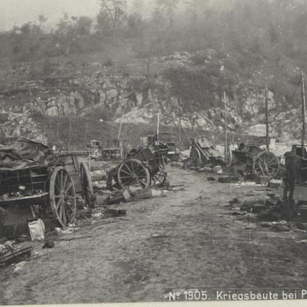 Bottino di guerra a Plava, medio Isonzo. Archives Austria n. 1905