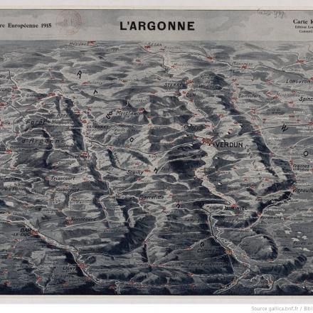 L'Argonne: carta in rilievo n ° 1 / edizione Louis Burgy (stampata tra il 1916 e il 1919)  © BNF  département Cartes et plans_  ark_12148_btv1b53064188q