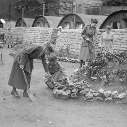 Ausiliarie del Queen Mary's Army Auxiliary Corps (QMAAC)  che coltivano ortaggi nel loro orto, Rouen, 10 settembre 1918 © IWM (Q 9303)