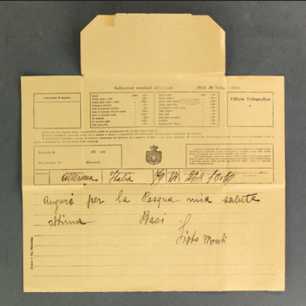 Cartolina postale di Sisto Monti Buzzetti. Fonte: Gruppo L'Espresso e Archivio diaristico nazionale di Pieve Santo Stefano