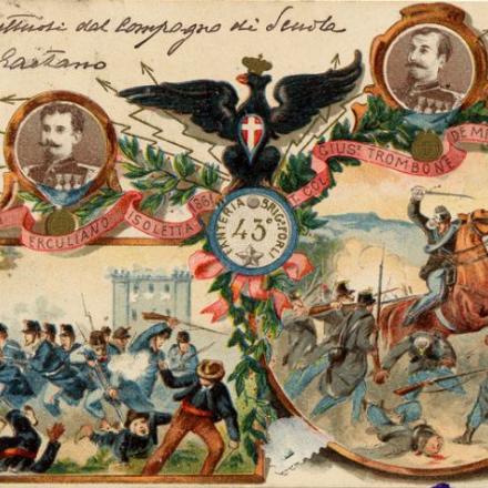 Cartolina dedicata al 43 reggimento Fanteria Brigata Fanteria - Fonte ©Comune di Bologna