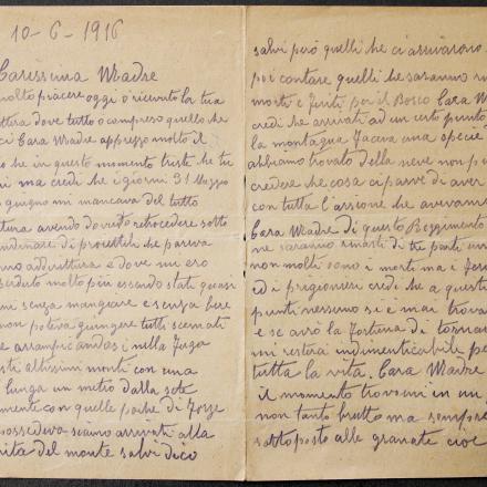 Lettera di Ricceri alla madre - Fonte: Gruppo L'Espresso e l'Archivio diaristico nazionale di Pieve Santo Stefano