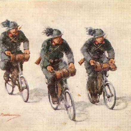 Cartolina riproducente i Bersaglieri ciclisti - Fonte: Associazione Nazionale Bersaglieri