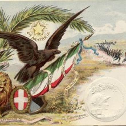 Cartolina dedicata al 47° reggimento fanteria, Brigata Ferrara - Fonte: ©Museo Civico del Risorgimento di Bologna