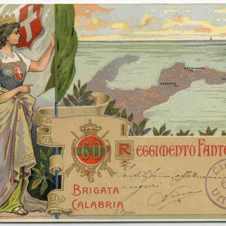 Cartolina dedicata al 60° reggimento Brigata Calabria. ©Museo civico del Risorgimento di Bologna