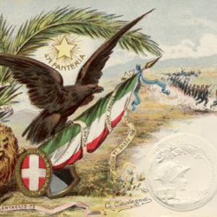 Cartolina dedicata al 47° reggimento fanteria Brigata Ferrara - © Museo Civico del Risorgimento di Bologna