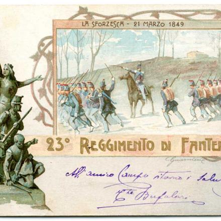 Cartolina dedicata al 23° reggimento - Fonte © Museo Civico del Risorgimento di Bologna