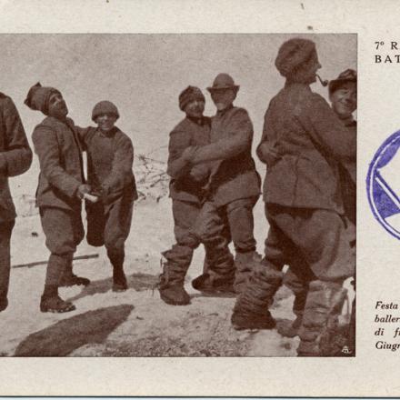 Cartolina dedicata al 7° reggimento Alpini, battaglione Feltre - Fonte: © Museo Civico del Risorgimento di Bologna