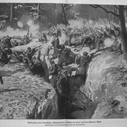 Combattimento tra francesi e tedeschi nella foresta delle Argonne