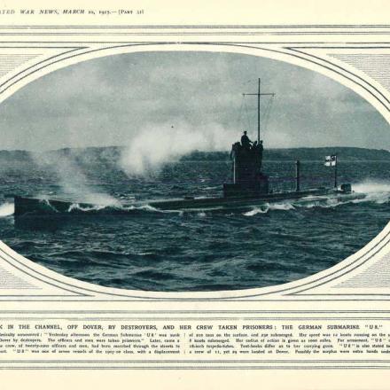 Il sottomarino tedesco U8 viene affondato nel Canale della Manica