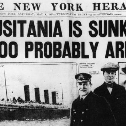 La prima pagina del New York Herald sul Lusitania