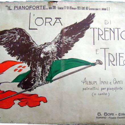 La copertina interventista del mese di maggio 1915 della rivista "Il pianoforte"