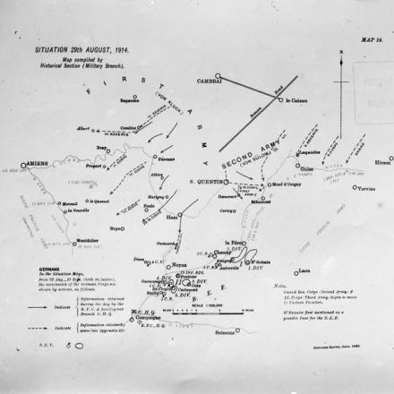 Fronte occidentale: carta geografica con la situazione al 29 agosto 1914. © IWM Q 17154