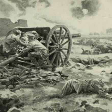 L'ultimo cannone della batteria L. Stampa dell'epoca