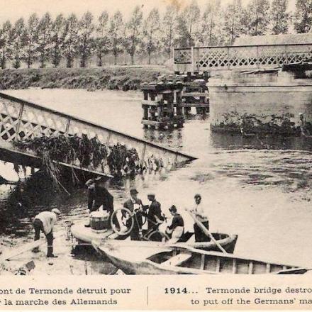 Ponte distrutto a Termonde, per ritardare l'ingresso dei tedeschi