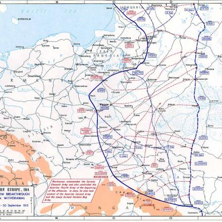 Carta dell'Europa nord-orientale, 1914. Operazioni militari 1 maggio - 30 settembre 1915