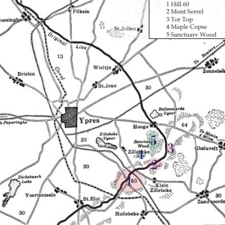 Una cartina della zona di Hill 60