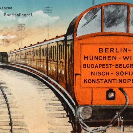 Balkanzug: Berlin – Wien – Konstantinopel“, Propagandapostkarte, 1916 ©Wien Museum