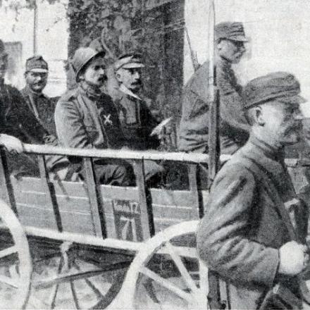 Cesare Battisti tradotto a Trento dalla Munchener Ill. Zeitung Fonte: L'Illustrazione italiana, 3 settembre 1916