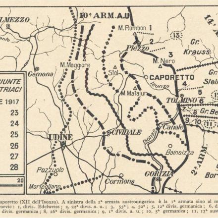 Linee raggiunte dagli austriaci nell'ottobre 1917 © Ufficio Storico dell'Esercito Italiano