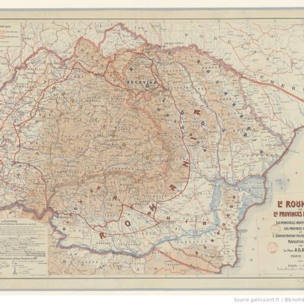 I principali confini storici delle province rumene, 1919 © BNF  département Cartes et plans_  ark_12148_btv1b53209903m