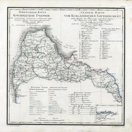 Il Governatorato di Curlandia in una mappa del 1821 © wikipedia da Pyadyshev, deposito cartografico militare