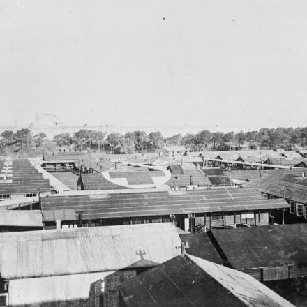 Veduta generale dell'ospedale della Brigata di ambulanza di St. John a Etaples, bombardato due volte nel maggio 1918 © IWM 