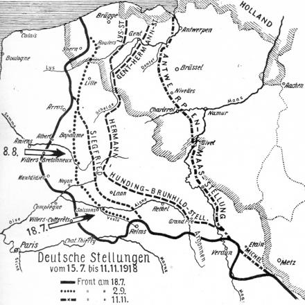La Linea Hindemburg (Siegfriedstellung) dal 15 Luglio all'11 novembre 1918