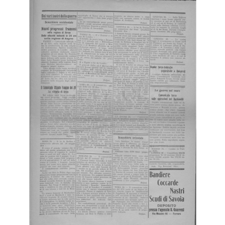 Terza pagina del Bollettino della guerra del 30 maggio 1915