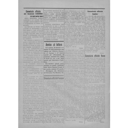 Seconda pagina del Bollettino della guerra del 16 giugno 1915