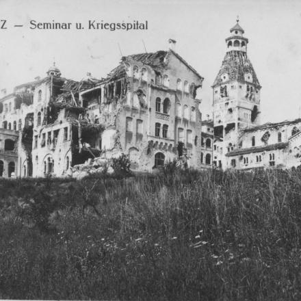Gorizia - Ospedale di guerra distrutto da un bombardamento. Fonte: Militargeographisches Institut