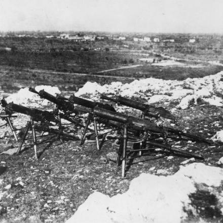 Mitragliatrici austro-ungariche Schwarzlose catturate dagli italiani, il 22 settembre 1917. © IWM (Q 54037)