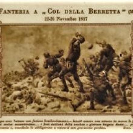 Il 6º Reggimento fanteria "Aosta" al Col della Berretta - Cartolina militare - autore Rocchetti