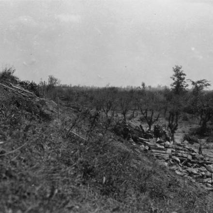 Posizioni austro-ungariche abbandonate lungo la diga del Piave, vicino a Musile di Piave, giugno 1918. © IWM (Q 65274)