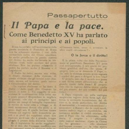 La lettera del Papa per la pace