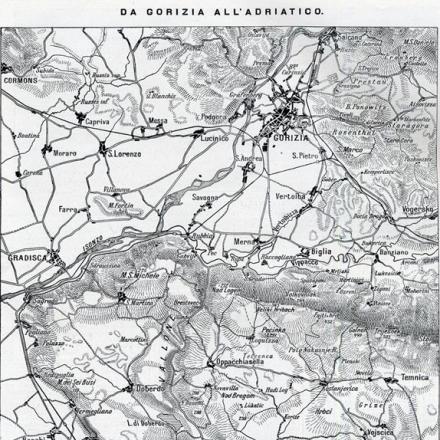 Cartina dell'area di Gorizia. Dalla rivista L'Illustrazione italiana 1916.