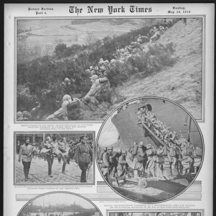 Sbarco delle truppe russe a Marsiglia - Fonte N.Y.Times del 14 maggio 1916, Library of Congress