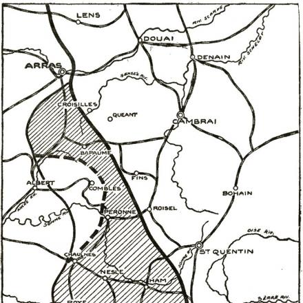 Fronte occidentale. La ritirata tedesca (mappa)