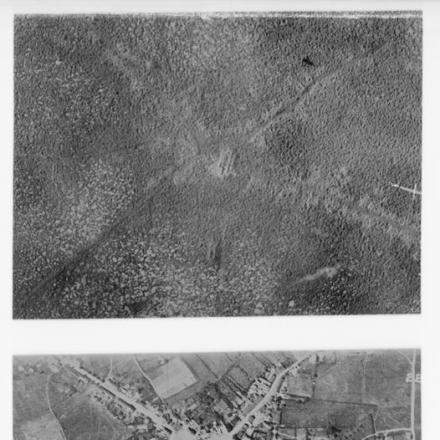 Un'immagine combinata che mostra vedute aeree di Passchendaele prima e dopo l'offensiva alleata del 1917. © IWM (Q 42918A)