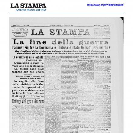 La prima pagina de La Stampa del 12 novembre 1918